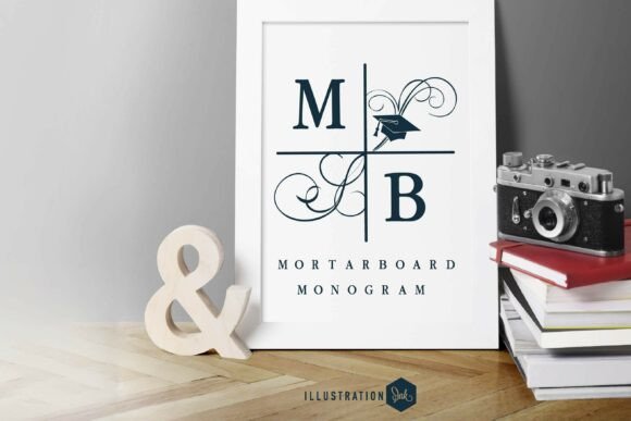 Mortarboard Monogram: Elegant Quadrant Split Serif Font